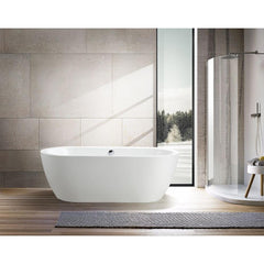 Vanity Art 68 Acrylic Flatbottom Freestanding Soaking Bathtub in White - VA6836 - The Home Selection