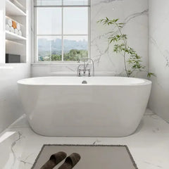 Vanity Art 68 Acrylic Flatbottom Freestanding Soaking Bathtub in White - VA6836 - The Home Selection