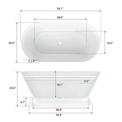 Vanity Art 68" Acrylic Freestanding Soaking Bathtub – Sleek Design & Spa-Like Comfort - VA6610-L - The Home Selection
