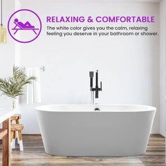 Vanity Art 68"Acrylic Flatbottom Freestanding Soaking Bathtub in White - VA6812 - The Home Selection