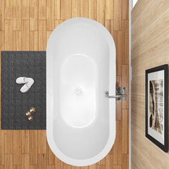 Vanity Art 68"Acrylic Flatbottom Freestanding Soaking Bathtub in White - VA6812 - The Home Selection