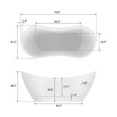 Vanity Art 71" Acrylic Clawfoot Freestanding Bathtub – Timeless Style & Luxurious Comfort - VA6517 - The Home Selection