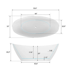 Vanity Art 71" Acrylic Freestanding Soaking Bathtub – Elegant Design & Ultimate Comfort - VA6807 - The Home Selection