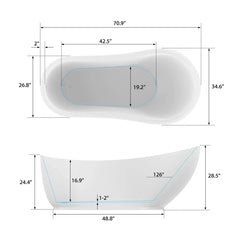 Vanity Art 71 Inch Acrylic Clawfoot Freestanding Bathtub – Elegant Design & Lasting Comfort - VA6512-L - The Home Selection