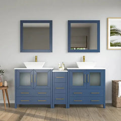 Vanity Art 72" Double Basin Bathroom Vanity with White Engineered Marble Top and Mirrors - VA3130-72 - The Home Selection