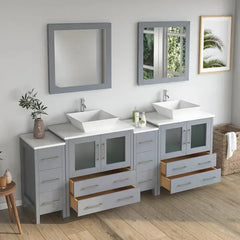 Vanity Art 72" Double Basin Bathroom Vanity with White Engineered Marble Top and Mirrors - VA3130-72 - The Home Selection