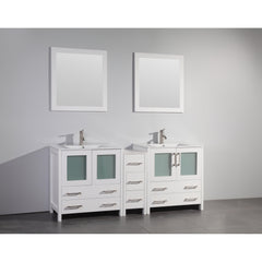 Vanity Art 72-Double Sink Bath Vanity with White Ceramic Top and Mirror - VA3030-72 - The Home Selection