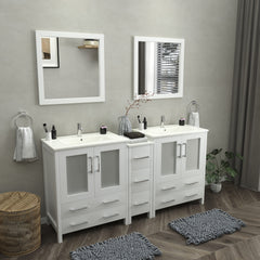 Vanity Art 72-Double Sink Bath Vanity with White Ceramic Top and Mirror - VA3030-72 - The Home Selection