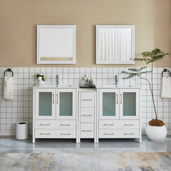 Vanity Art 72-Double Sink Bath Vanity with White Ceramic Top and Mirror - VA3030-72 - The Home Selection