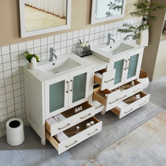 Vanity Art 72-Double Sink Bath Vanity with White Ceramic Top and Mirror - VA3030-72 - The Home Selection