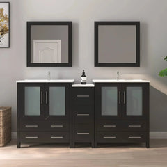 Vanity Art 72-Double Sink Bath Vanity with White Ceramic Top and Mirror - VA3030-72 - The Home Selection