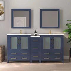 Vanity Art 72-Double Sink Bath Vanity with White Ceramic Top and Mirror - VA3030-72 - The Home Selection
