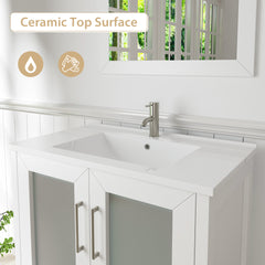 Vanity Art 72-Double Sink Bath Vanity with White Ceramic Top and Mirror - VA3030-72 - The Home Selection