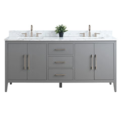 Vanity Art 72'' Double Sink Bathroom Vanity Cabinet with Engineered Marble Top - VA9072-D - The Home Selection