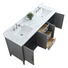 Vanity Art 72'' Double Sink Bathroom Vanity Cabinet with Engineered Marble Top - VA9072-D - The Home Selection