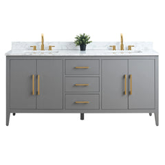Vanity Art 72'' Double Sink Bathroom Vanity Cabinet with Engineered Marble Top - VA9072-D - The Home Selection
