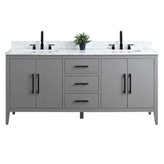 Vanity Art 72'' Double Sink Bathroom Vanity Cabinet with Engineered Marble Top - VA9072-D - The Home Selection