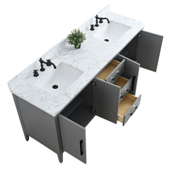 Vanity Art 72'' Double Sink Bathroom Vanity Cabinet with Engineered Marble Top - VA9072-D - The Home Selection