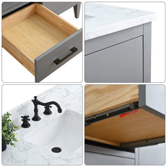 Vanity Art 72'' Double Sink Bathroom Vanity Cabinet with Engineered Marble Top - VA9072-D - The Home Selection