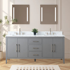 Vanity Art 72'' Double Sink Bathroom Vanity Cabinet with Engineered Marble Top - VA9072-D - The Home Selection