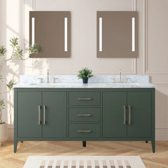 Vanity Art 72'' Double Sink Bathroom Vanity Cabinet with Engineered Marble Top - VA9072-D - The Home Selection