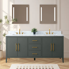 Vanity Art 72'' Double Sink Bathroom Vanity Cabinet with Engineered Marble Top - VA9072-D - The Home Selection