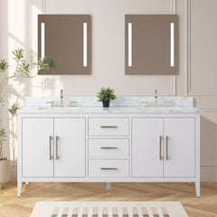 Vanity Art 72'' Double Sink Bathroom Vanity Cabinet with Engineered Marble Top - VA9072-D - The Home Selection