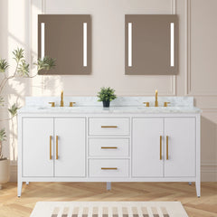 Vanity Art 72'' Double Sink Bathroom Vanity Cabinet with Engineered Marble Top - VA9072-D - The Home Selection