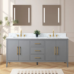 Vanity Art 72'' Double Sink Bathroom Vanity Cabinet with Engineered Marble Top - VA9072-D - The Home Selection