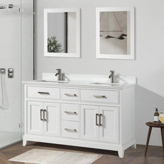 Vanity Art 72" Double Sink Vanity with Engineered Marble Top in White and Mirror - VA1072D - The Home Selection