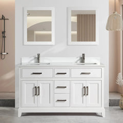 Vanity Art 72" Double Sink Vanity with Engineered Marble Top in White and Mirror - VA1072D - The Home Selection