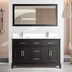 Vanity Art 72" Double Sink Vanity with Engineered Marble Top in White and Mirror - VA1072D - The Home Selection