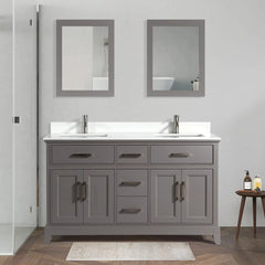 Vanity Art 72" Double Sink Vanity with Engineered Marble Top in White and Mirror - VA1072D - The Home Selection