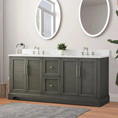 Vanity Art 72-Inch Double Sink Freestanding Bathroom Vanity with Engineered Marble Top - VA5072-D - The Home Selection
