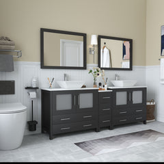 Vanity Art 84" Bathroom Vanity with Double Basin in White Engineered Marble Top and Mirrors - VA3136-84 - The Home Selection