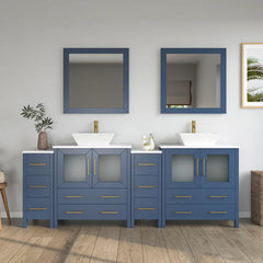 Vanity Art 84" Double Basin Bathroom Vanity with White Engineered Marble Top and Mirrors - VA3130-84 - The Home Selection