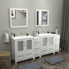 Vanity Art 84- Double Sink Bath Vanity with White Ceramic Top and Mirror - VA3030-84 - The Home Selection