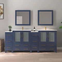 Vanity Art 84- Double Sink Bath Vanity with White Ceramic Top and Mirror - VA3030-84 - The Home Selection