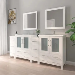 Vanity Art 84- Double Sink Bath Vanity with White Ceramic Top and Mirror - VA3030-84 - The Home Selection