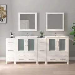 Vanity Art 84- Double Sink Bath Vanity with White Ceramic Top and Mirror - VA3030-84 - The Home Selection