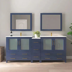 Vanity Art 84-Inch Double Sink Bathroom Vanity with White Ceramic Top and Mirror - VA3036-84 - The Home Selection