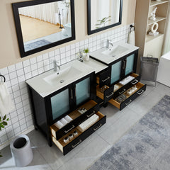 Vanity Art 84-Inch Double Sink Bathroom Vanity with White Ceramic Top and Mirror - VA3036-84 - The Home Selection