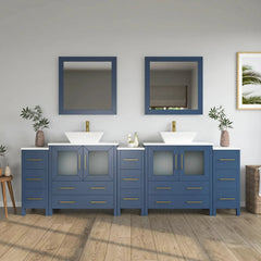 Vanity Art 96" Bathroom Vanity with Double Basin in White Engineered Marble Top and Mirrors- VA3130-96 - The Home Selection