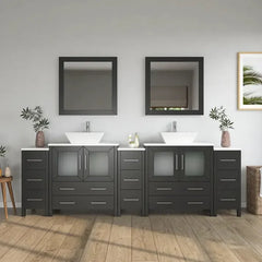 Vanity Art 96" Bathroom Vanity with Double Basin in White Engineered Marble Top and Mirrors- VA3130-96 - The Home Selection