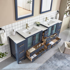 Vanity Art 96-Inch Double Sink Bathroom Vanity Set with Ceramic Top and Soft Closing Doors and Drawers in Grey - VA3030-96 - The Home Selection