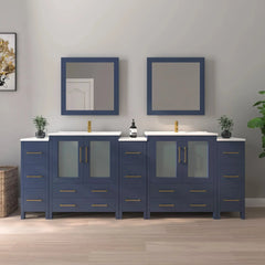 Vanity Art 96-Inch Double Sink Bathroom Vanity Set with Ceramic Top and Soft Closing Doors and Drawers in Grey - VA3030-96 - The Home Selection