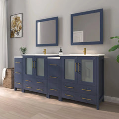 Vanity Art 96-Inch Double Sink Bathroom Vanity Set with Ceramic Top and Soft Closing Doors and Drawers in Grey - VA3030-96 - The Home Selection