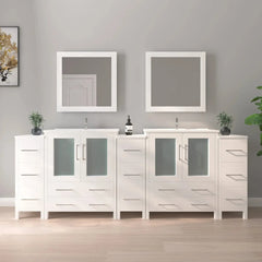 Vanity Art 96-Inch Double Sink Bathroom Vanity Set with Ceramic Top and Soft Closing Doors and Drawers in Grey - VA3030-96 - The Home Selection