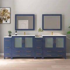 Vanity Art 96-InchDouble Sink Bathroom Vanity with White Ceramic Top and Mirrors - VA3036-96 - The Home Selection