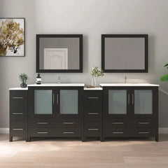 Vanity Art 96-InchDouble Sink Bathroom Vanity with White Ceramic Top and Mirrors - VA3036-96 - The Home Selection